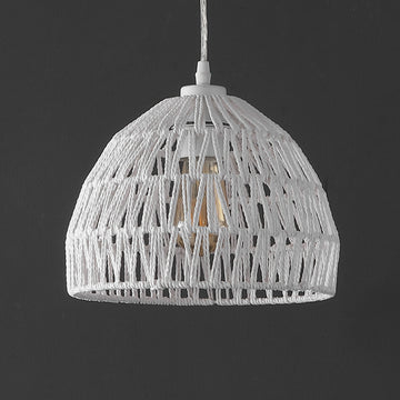 Campana 20" Bohemian Modern Woven Rattan/Iron LED Pendant